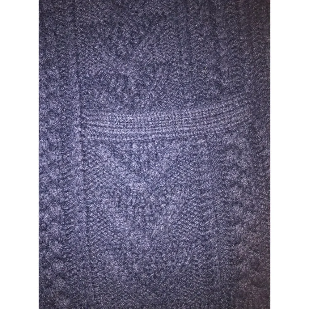 Jcrew Sweater Vest Mens Size L Blue Cable Knit Merino Wool Fisherman Preppy